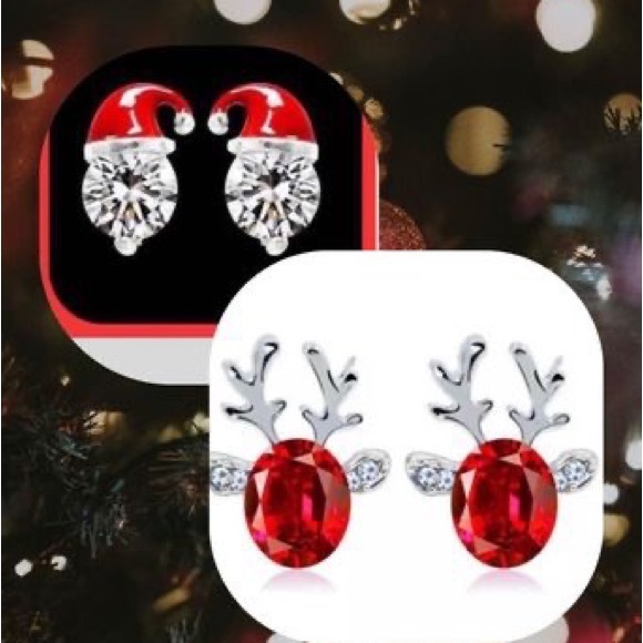 Absolutely Beautiful Christmas Set Stud Earrings 2 Pairs - Picture 1 of 10